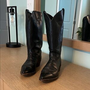 Black Leather Cowboy Boots: Dan Post